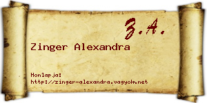 Zinger Alexandra névjegykártya